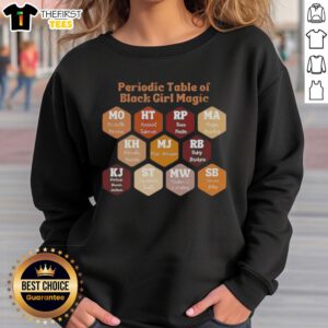 Official Periodic Table of Black Girl Magic Sweatshirt featuring vibrant graphics celebrating Black girl empowerment.