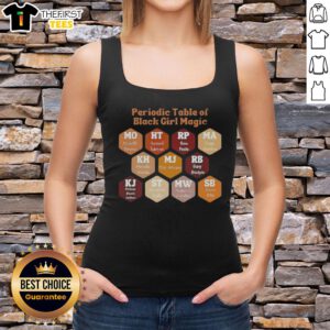 Official Periodic Table of Black Girl Magic tank top featuring vibrant designs celebrating empowerment and culture.