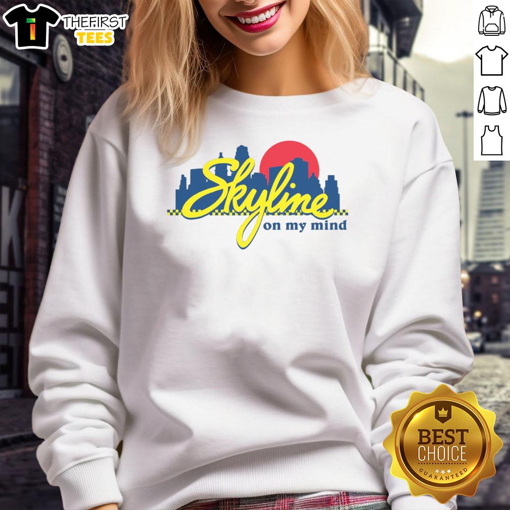 Alt Text: Official Skyline Chili Always On My Mind logo sweatshirt featuring a stylish design perfect for fans of the brand.