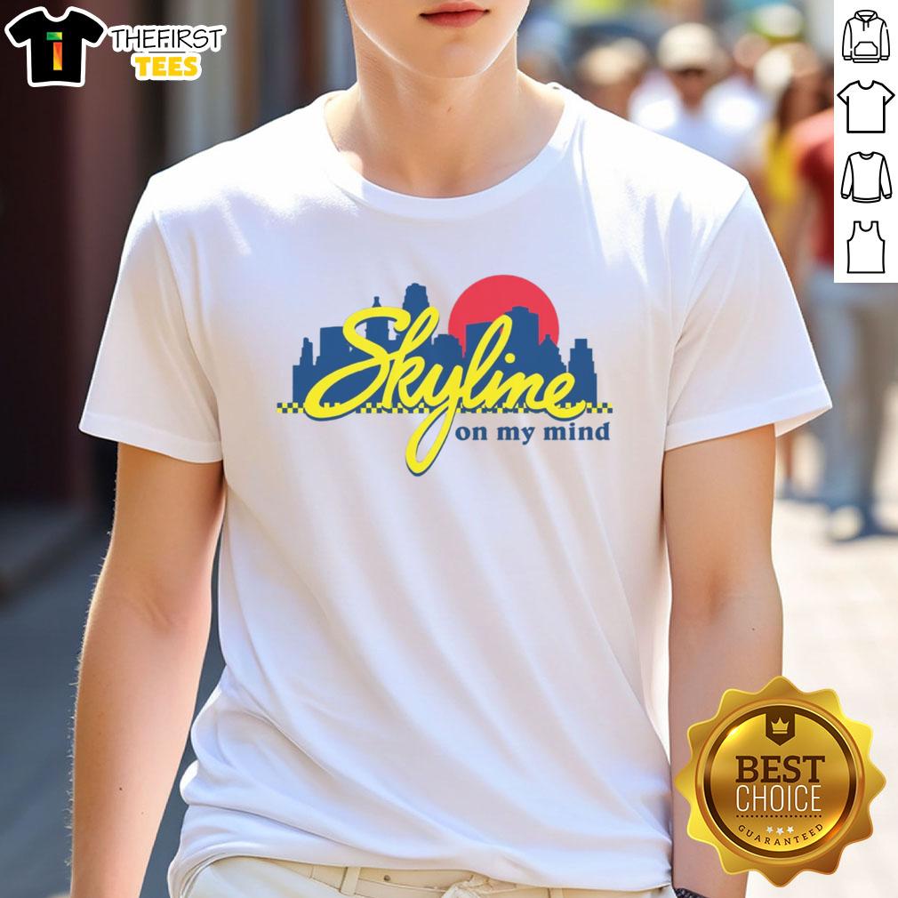Alt Text: Official Skyline Chili Always On My Mind Logo T-Shirt featuring iconic Skyline Chili logo on a stylish shirt.