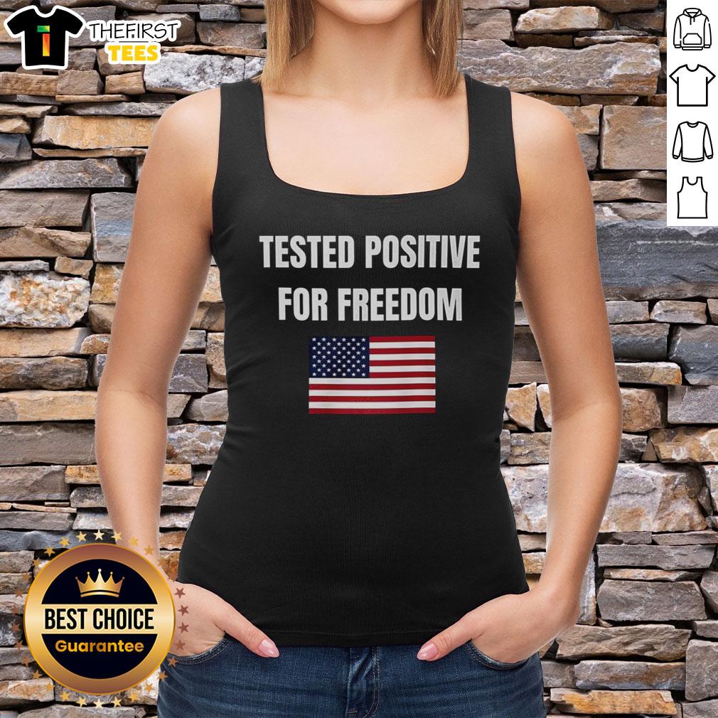 Official Tested Positive For Freedom flag tank top featuring bold graphics and vibrant colors, perfect for summer wear.