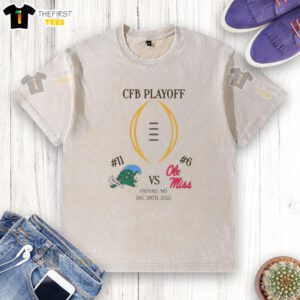 Official Tulane Green Wave vs Ole Miss Rebels 2025 College Football Playoff matchup washed t-shirt design