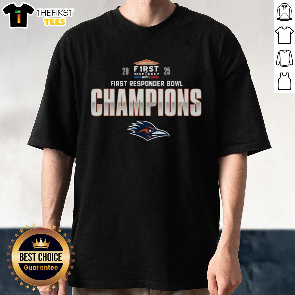 Official UTSA Roadrunners 2025 First Responder Bowl T-Shirt featuring bold team logo and vibrant design.