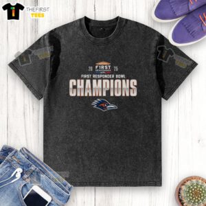 Alt Text: Official UTSA Roadrunners 2025 First Responder Bowl washed t-shirt featuring team colors and logo. Perfect for fans!