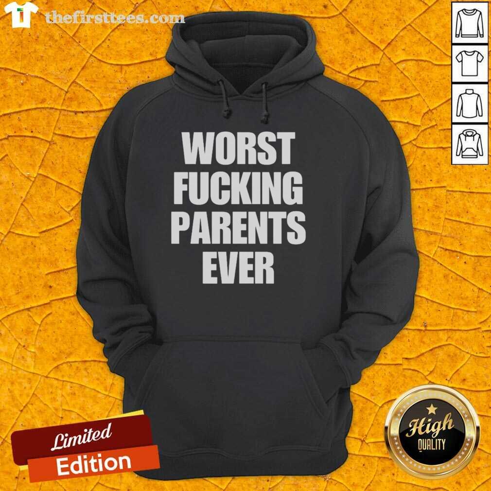 Official Worst Fcking Parents Ever Hoodie in black with bold white text, perfect for humorous gift ideas for parents.