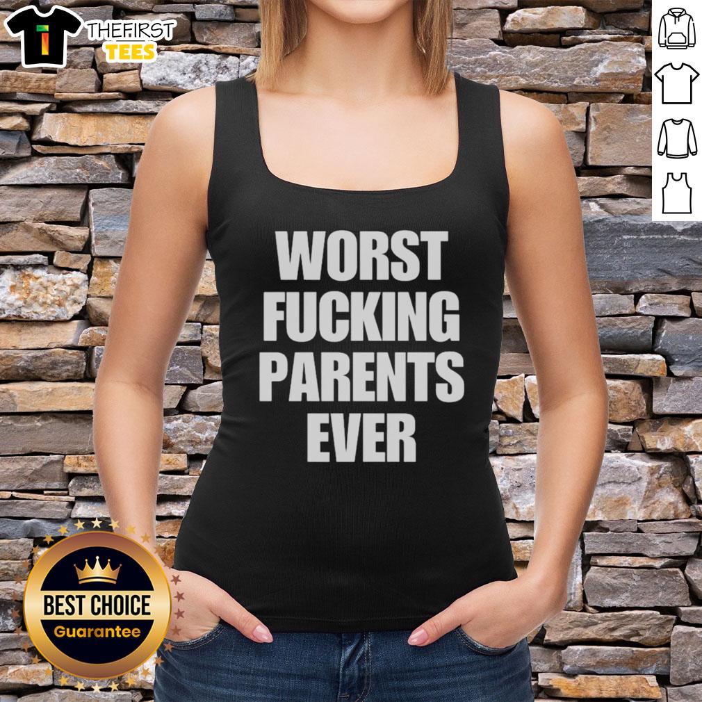 Official Worst Fcking Parents Ever Tank Top in black, featuring bold white text, perfect for humorous parenting apparel.