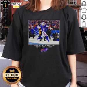 Original Josh Allen Buffalo Bills NFL 2025 photo on a ladies tee, showcasing team spirit and style.