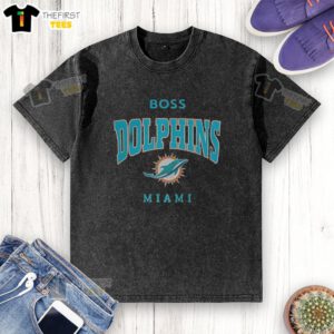 Alt Text: Original Miami Dolphins NFL Boss Logo Washed T-Shirt in vibrant colors, perfect for fans and casual wear.