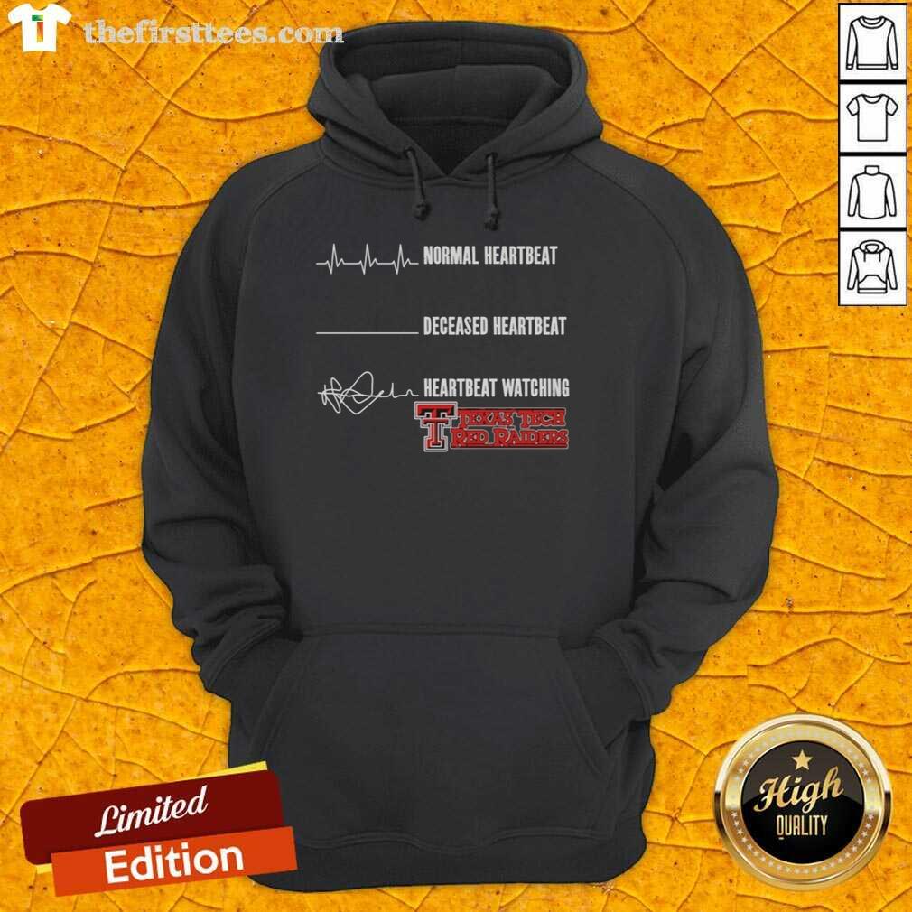 Texas Tech Red Raiders hoodie featuring original normal heartbeat and deceased heartbeat designs for fans.