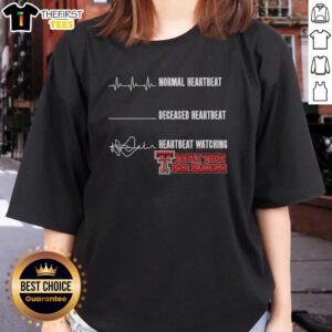 Texas Tech Red Raiders ladies tee featuring original heartbeat and deceased heartbeat design for fans.