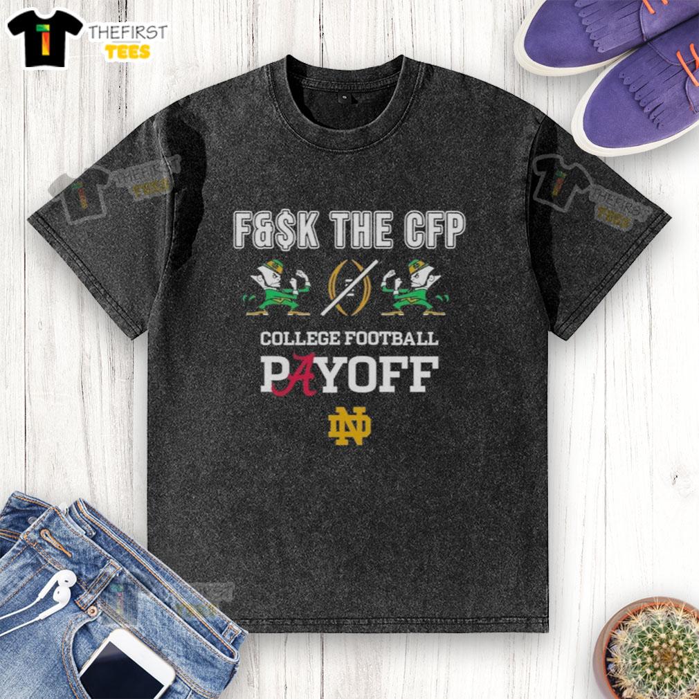 Original Notre Dame Fighting Irish vs Alabama Crimson Tide CFP washed t-shirt showcasing college football playoff spirit.