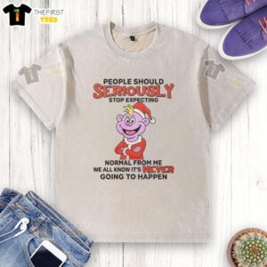 Original People Should Seriously Stop Expecting Normal From Me Christmas Washed T-Shirt in festive red color.