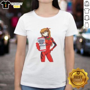 Premium Asuka X Bud Neon Genesis Evangelion Anime ladies tee featuring vibrant graphics of Asuka in stylish design.