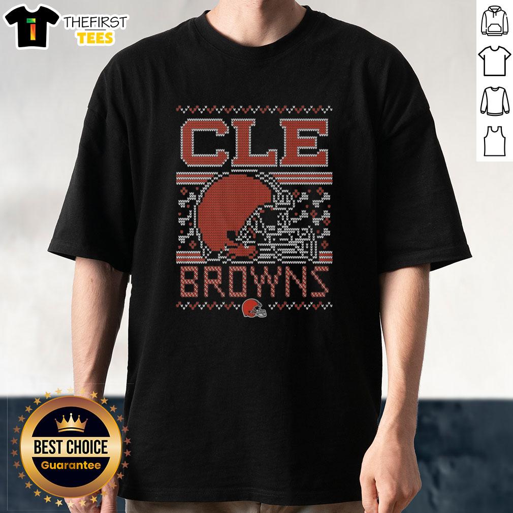 Premium Cleveland Browns Holiday T-Shirt featuring festive design, perfect for fans celebrating the season in style.