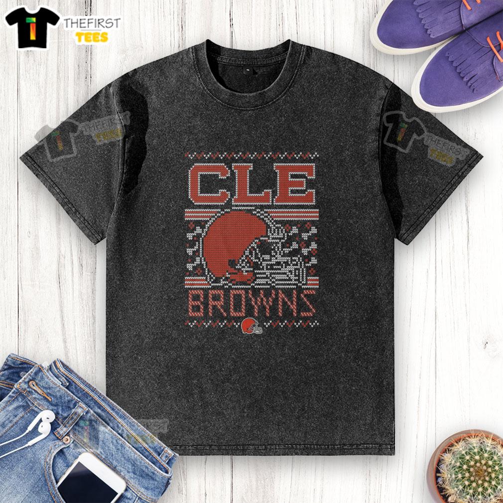 Premium Cleveland Browns Holiday Washed T-Shirt featuring team colors and festive design, perfect for fans.