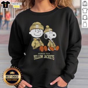 Premium Georgia Tech Yellow Jackets sweatshirt featuring Snoopy and Charlie Brown, perfect for fans and cozy wear.