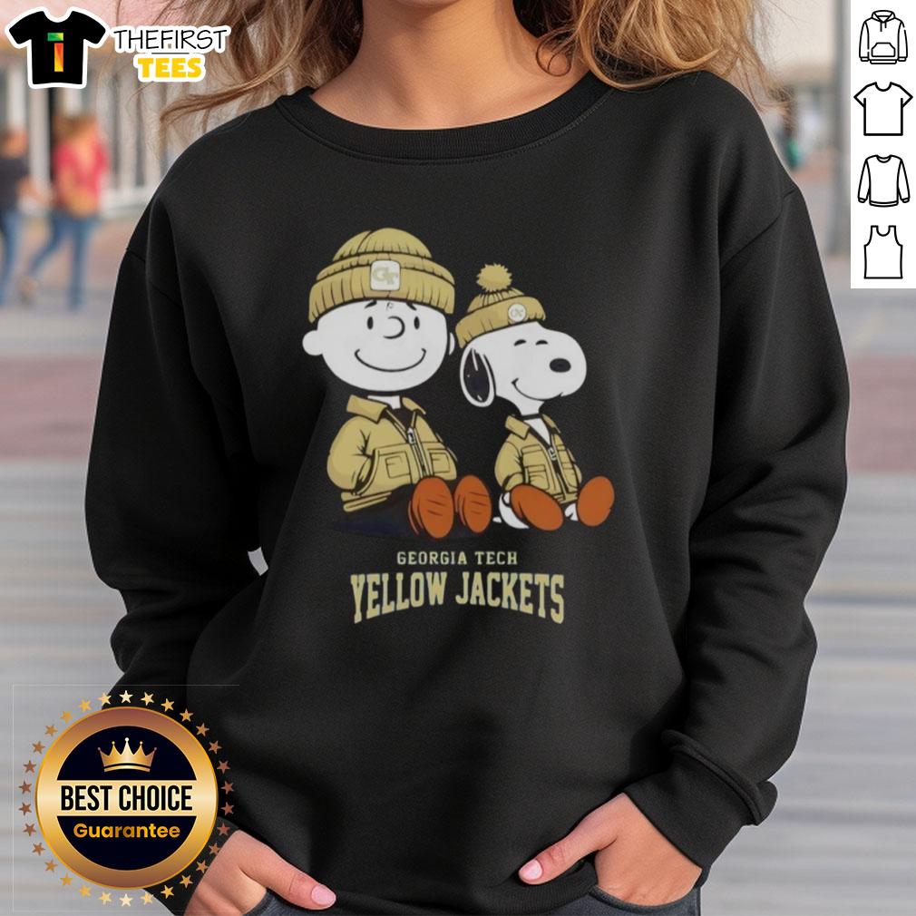 Premium Georgia Tech Yellow Jackets sweatshirt featuring Snoopy and Charlie Brown, perfect for fans and cozy wear.