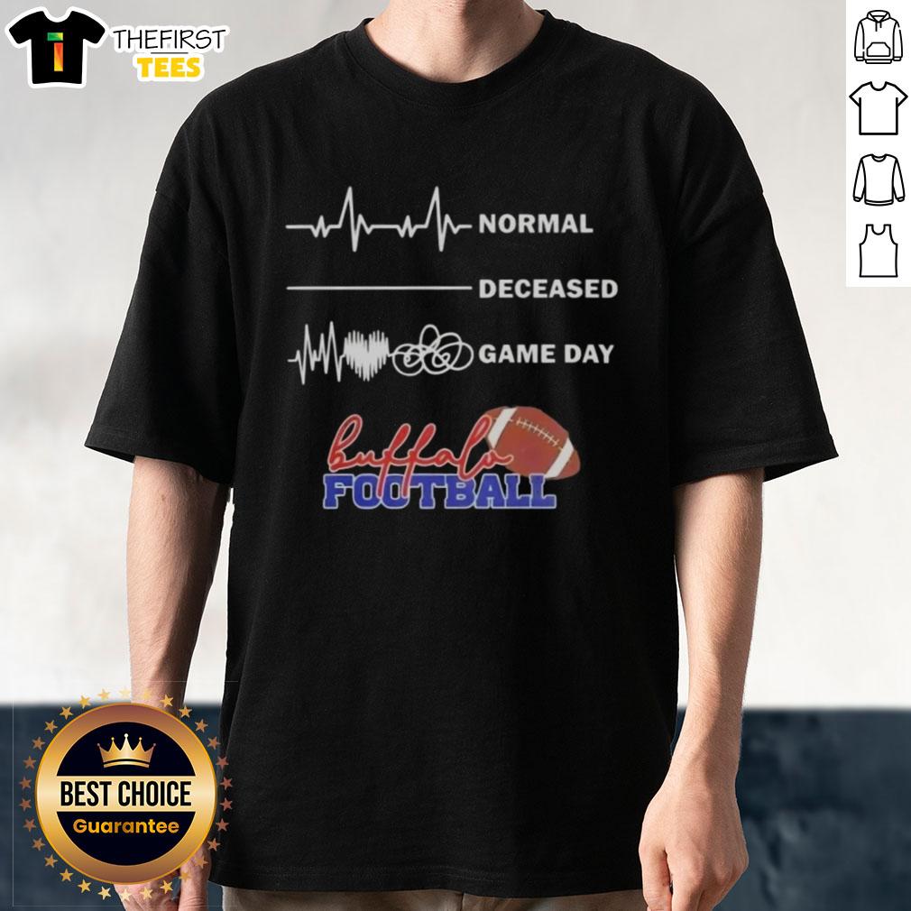 Premium Heartbeat Normal Deceased Buffalo Bills Game Day T-Shirt featuring a unique football-themed design.