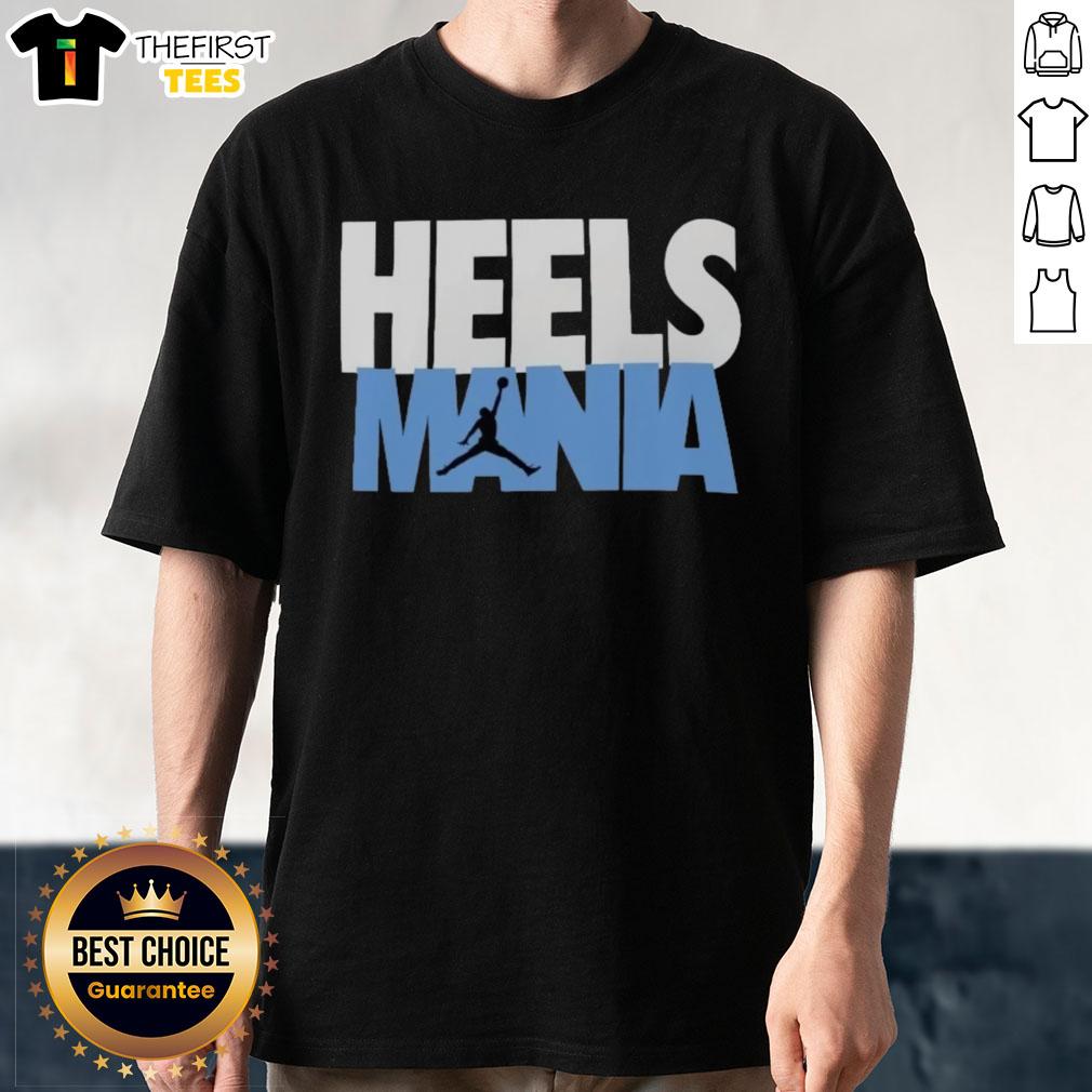 Premium Heels Mania North Carolina Tar Heels logo T-shirt featuring a stylish design for fans of UNC basketball.