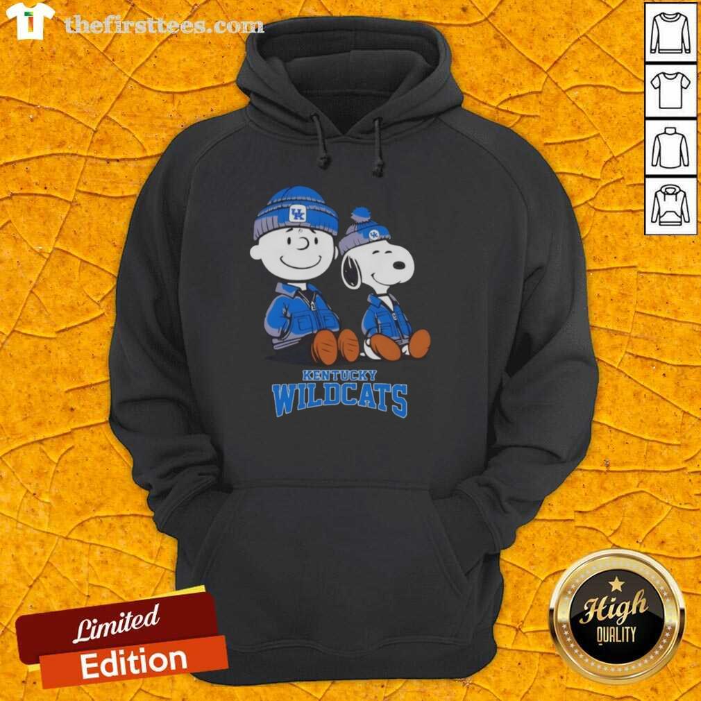 Premium Kentucky Wildcats X Snoopy and Charlie Brown hoodie featuring vibrant graphics and a comfortable design.