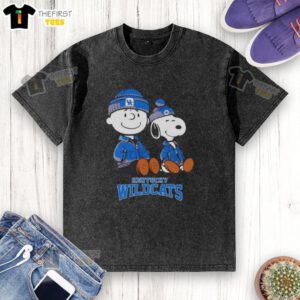 Alt Text: Premium Kentucky Wildcats X Snoopy and Charlie Brown washed t-shirt featuring a vibrant design for fans.
