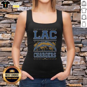 Premium Los Angeles Chargers holiday tank top featuring team colors and festive design, perfect for game day or casual wear.