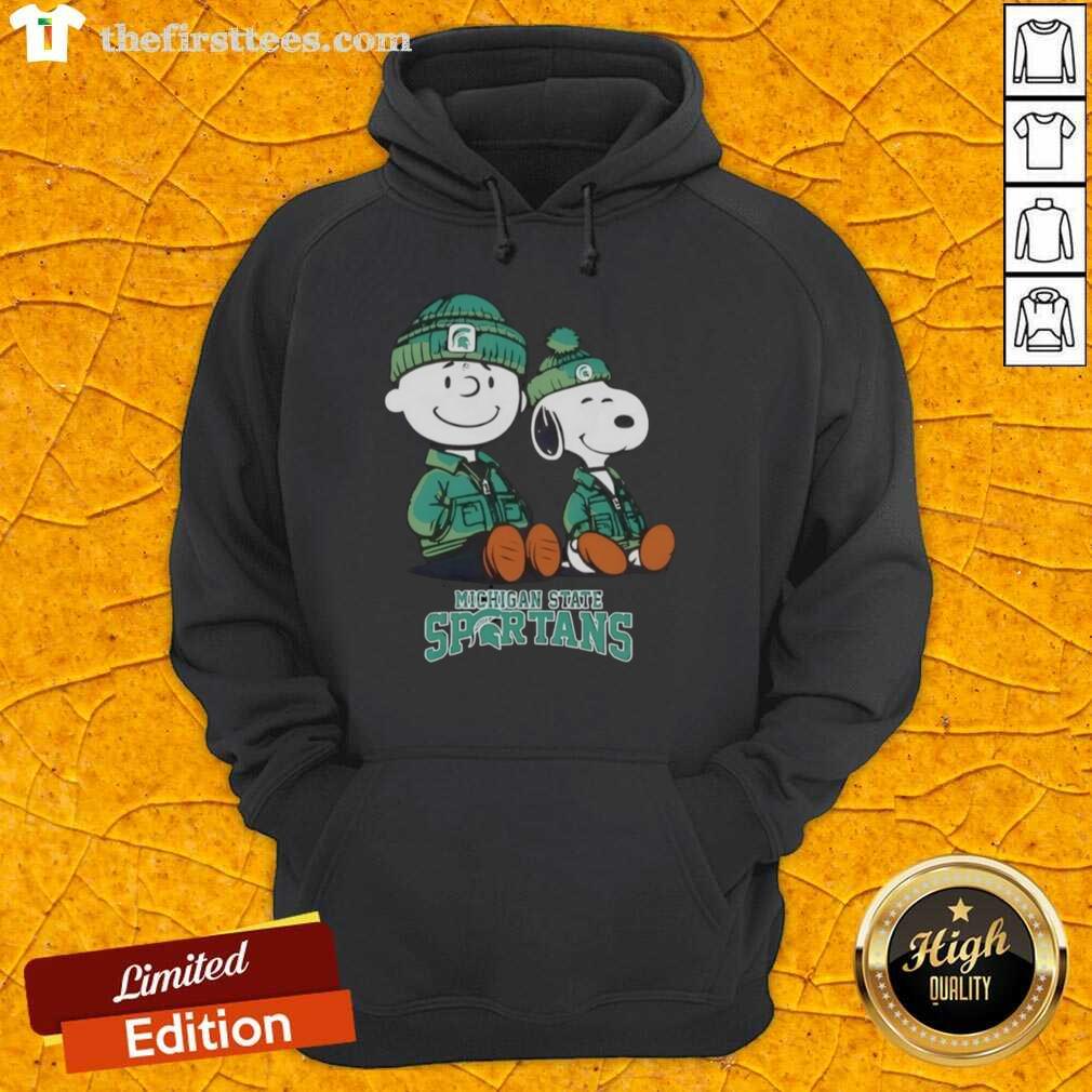 Premium Michigan State Spartans hoodie featuring Snoopy and Charlie Brown, perfect for fans and cozy casual wear.