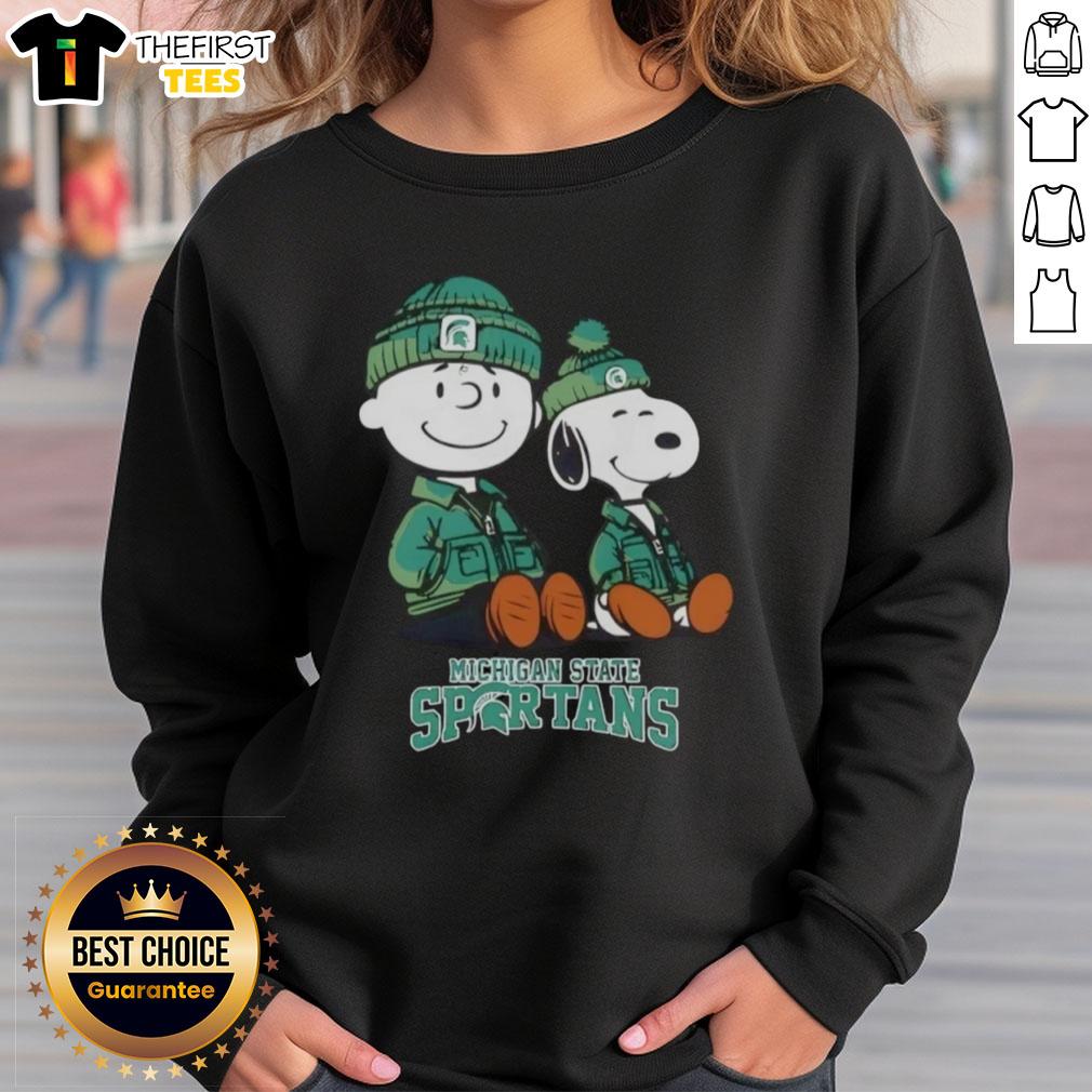 Alt Text: Premium Michigan State Spartans X Snoopy and Charlie Brown sweatshirt featuring vibrant graphics and cozy design.