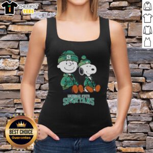 Premium Michigan State Spartans X Snoopy and Charlie Brown tank top featuring vibrant colors and a playful design.