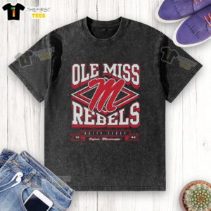 Premium Mississippi Rebels Heater Washed T-Shirt in navy blue, featuring the Rebels logo for fans and stylish casual wear.