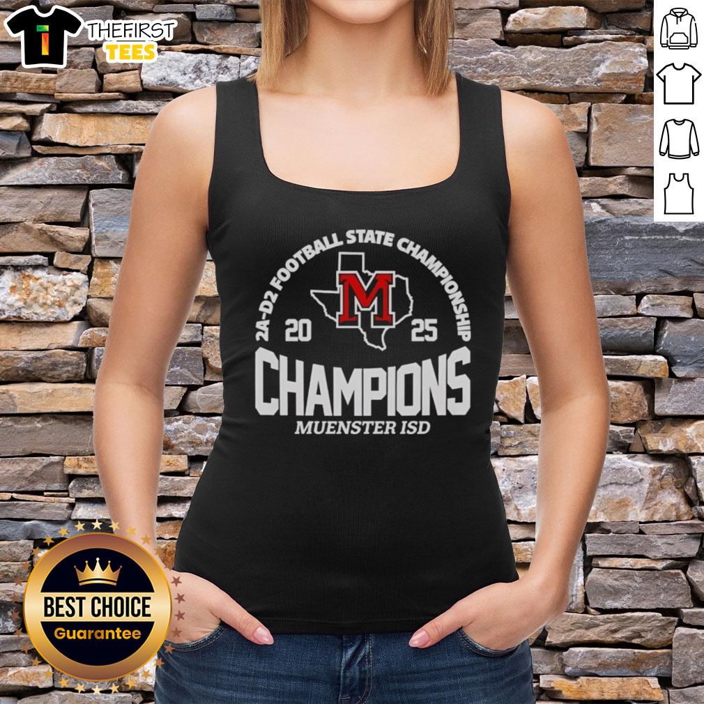 Premium Muenster ISD 2A D2 Football State Champions tank top featuring vibrant team colors and logo design.