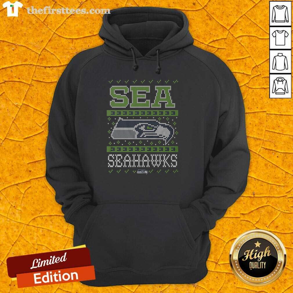 Premium Seattle Seahawks holiday hoodie featuring team colors and logo, perfect for fans celebrating the season.