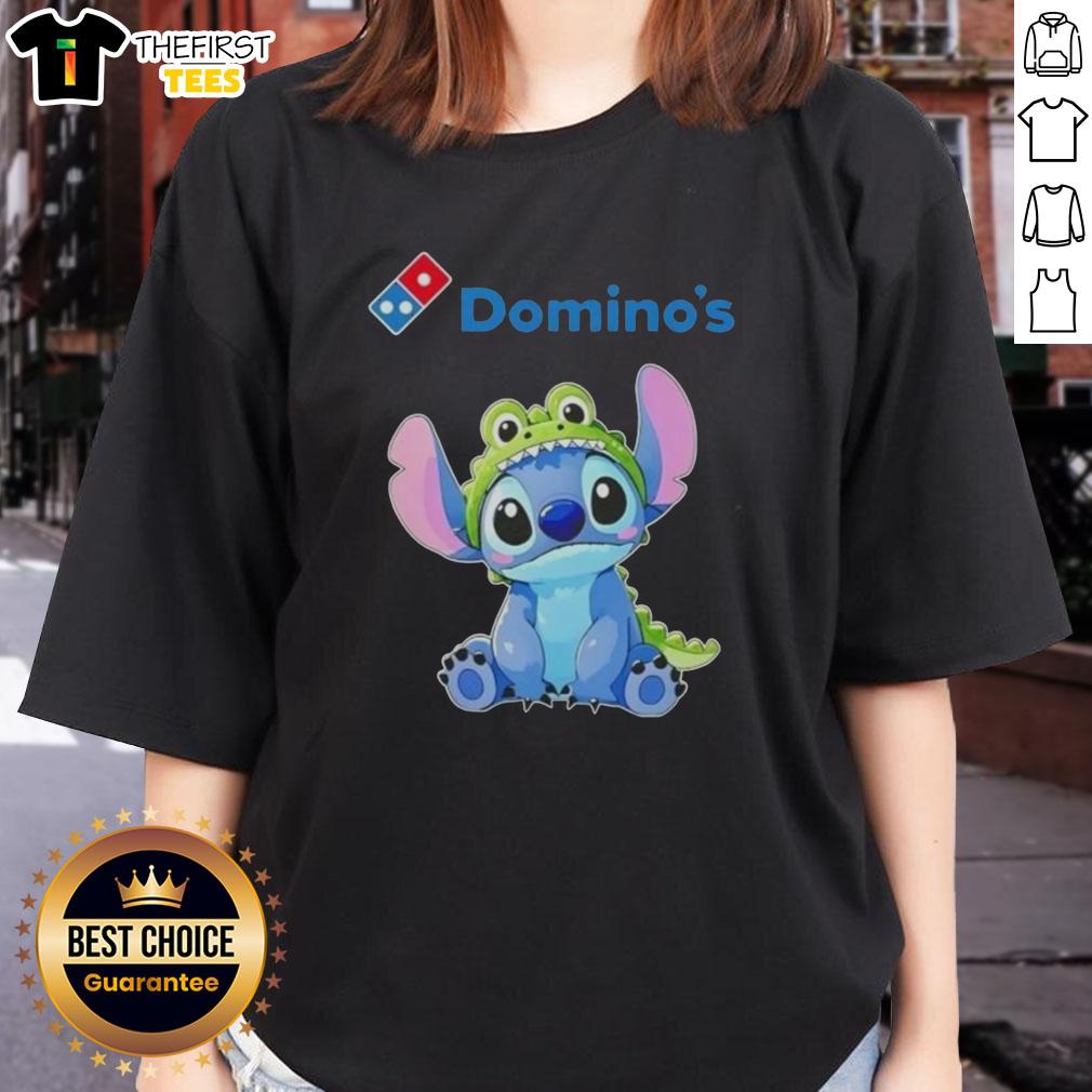 Premium Stitch Cosplay Crocodile X Dominos Ladies Tee featuring vibrant graphics and stylish design for cosplay enthusiasts.