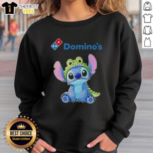 Alt Text: Premium Stitch Cosplay Crocodile X Dominos Sweatshirt featuring vibrant graphics and cozy fabric for fans.