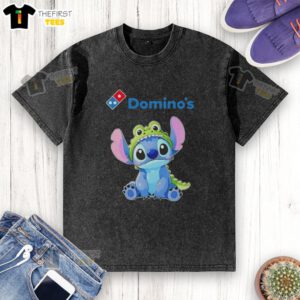 Premium Stitch Cosplay Crocodile X Dominos washed t-shirt featuring vibrant graphics and comfortable fit for fans.