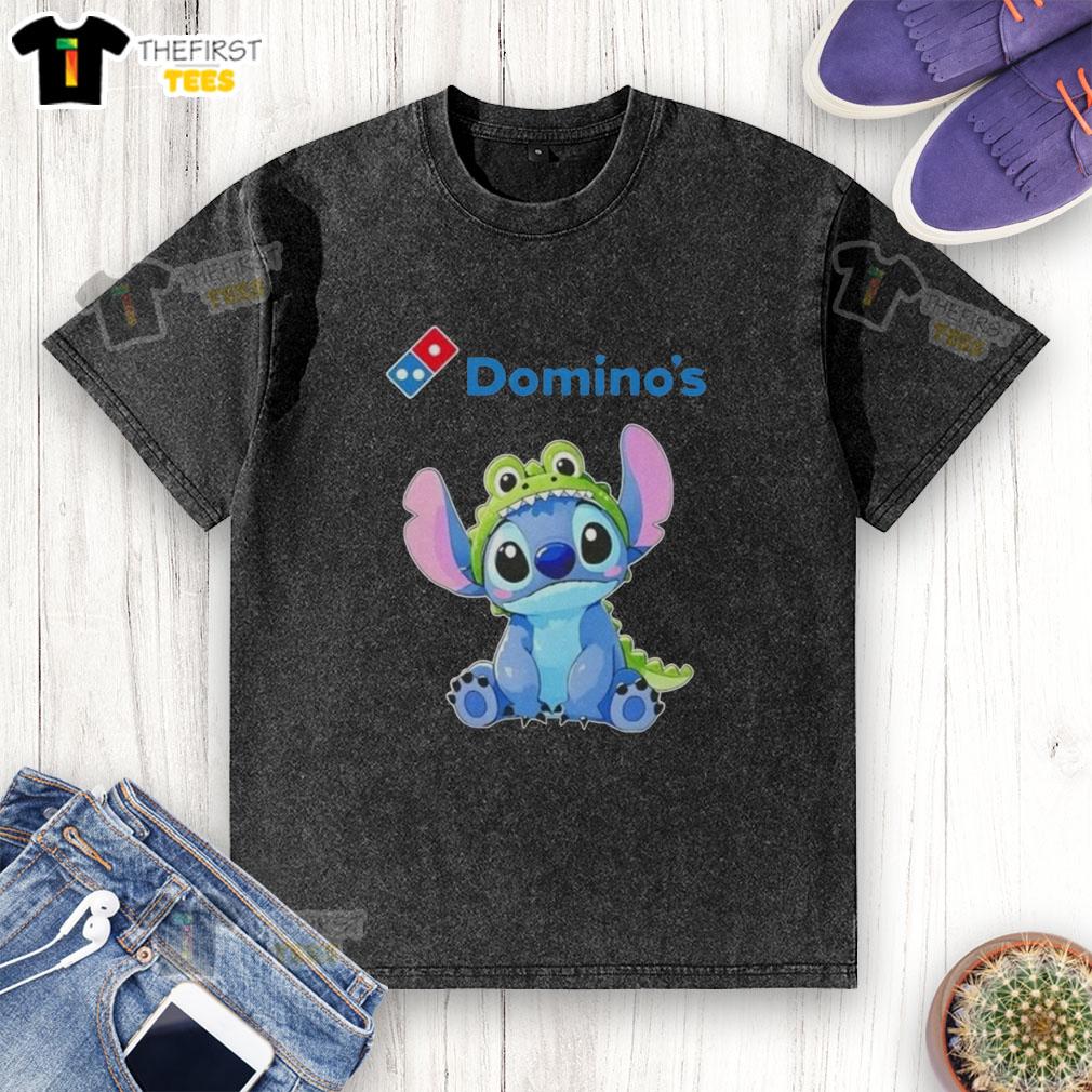 Premium Stitch Cosplay Crocodile X Dominos washed t-shirt featuring vibrant graphics and comfortable fit for fans.