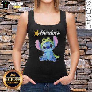 Alt Text: Premium Stitch Cosplay Crocodile X Hardee's tank top featuring vibrant design and comfortable fit for fans.