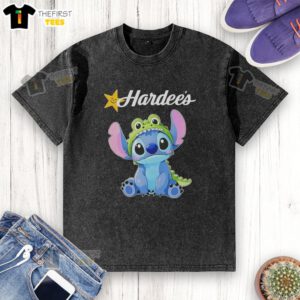 Premium Stitch Cosplay Crocodile X Hardees washed t-shirt featuring unique design and comfortable fit, perfect for fans.