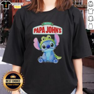 Premium Stitch Cosplay Crocodile X Pizza Papa Johns Ladies Tee featuring vibrant design and comfortable fit for fans.