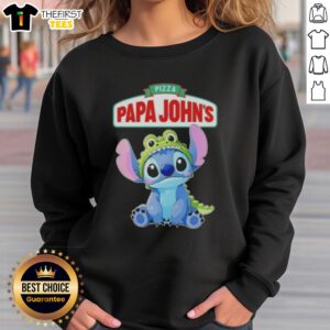 Premium Stitch Cosplay Crocodile X Pizza Papa John's Sweatshirt featuring vibrant colors and unique design for fans.