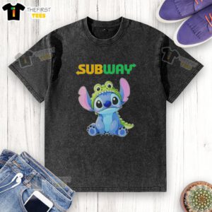 Premium Stitch Cosplay Crocodile X Subway Washed T-Shirt featuring vibrant design and comfortable fit for fans.