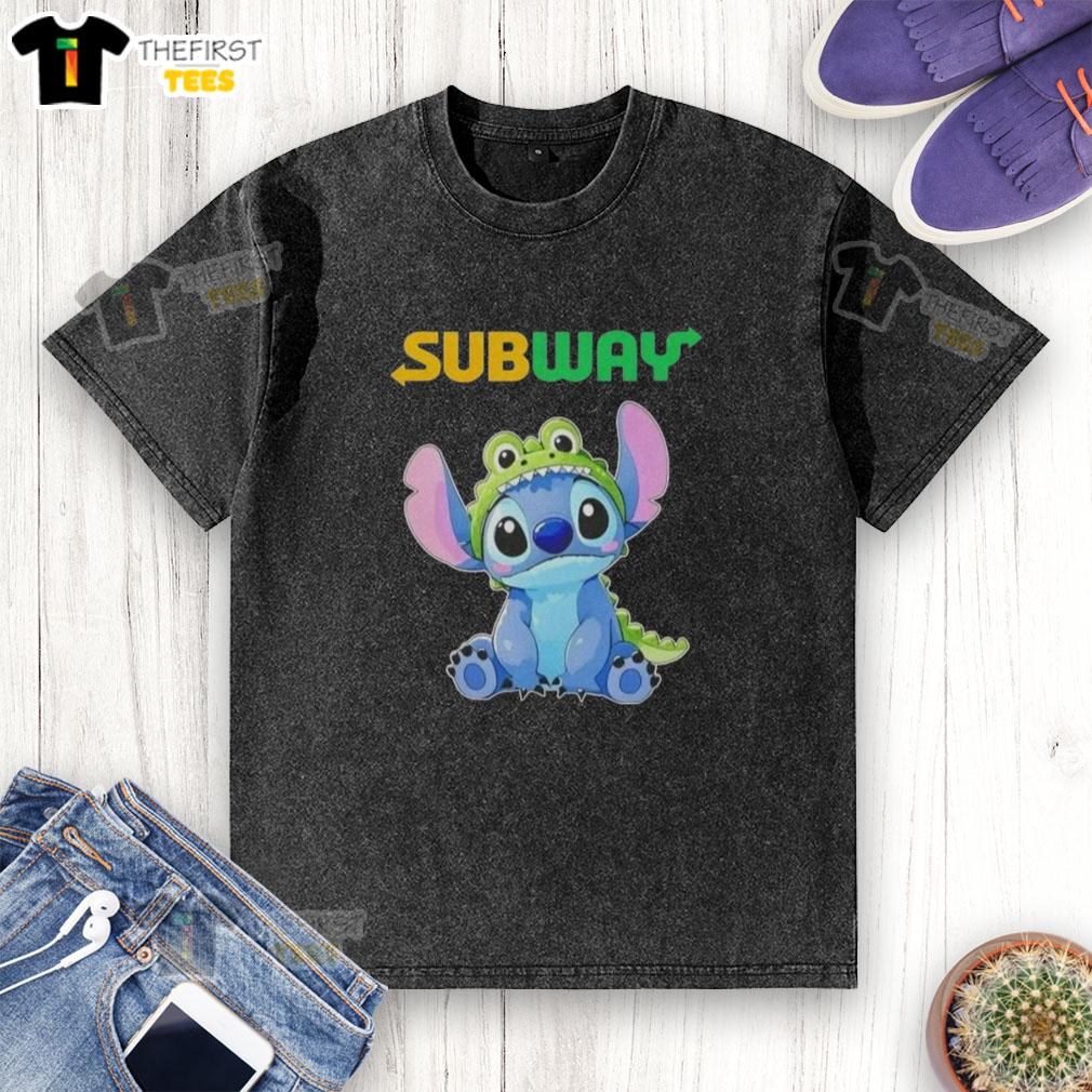 Premium Stitch Cosplay Crocodile X Subway Washed T-Shirt featuring vibrant design and comfortable fit for fans.