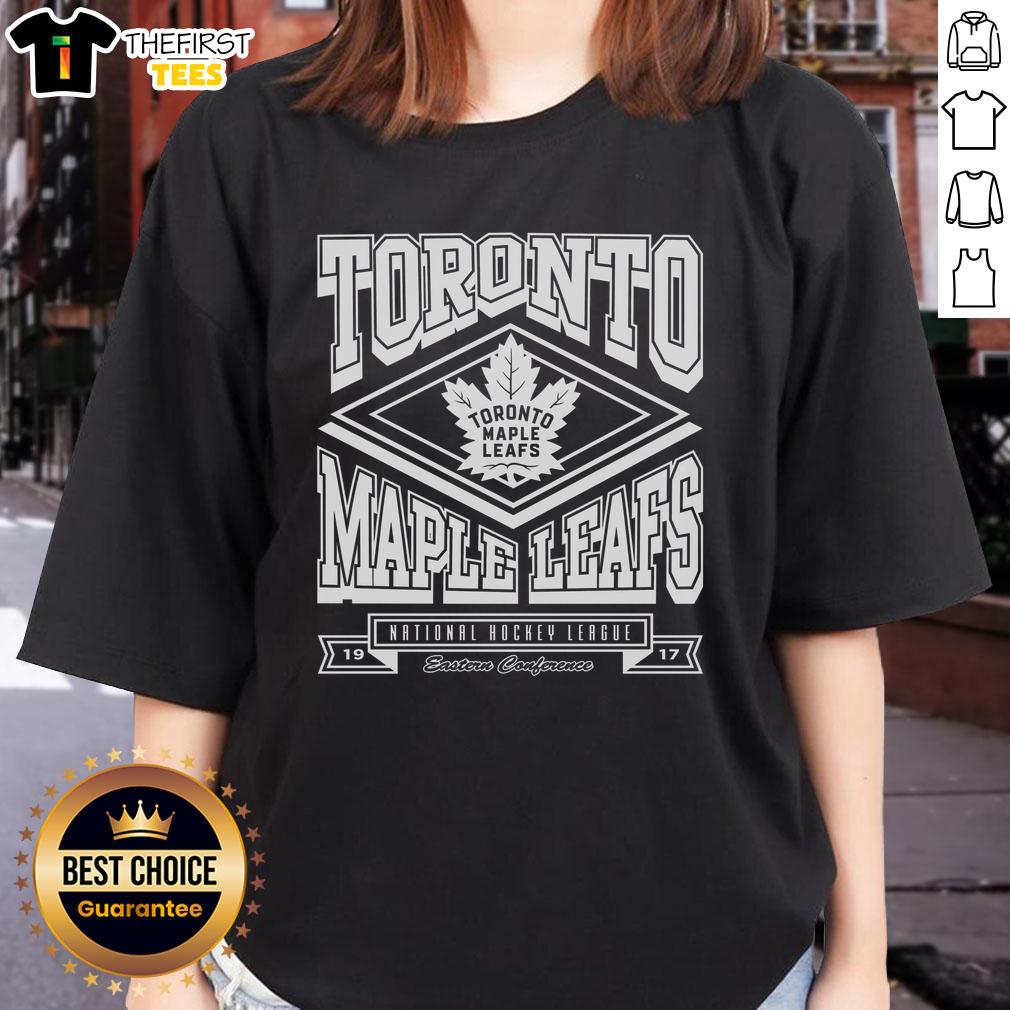 Premium Toronto Maple Leafs heater ladies tee in vibrant blue, showcasing team logo and stylish design for fans.