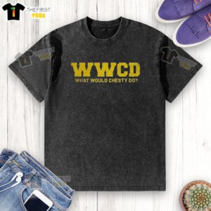 Premium WWCD What Would Chesty Puller Do washed t-shirt featuring bold graphics and comfortable fit for military enthusiasts.