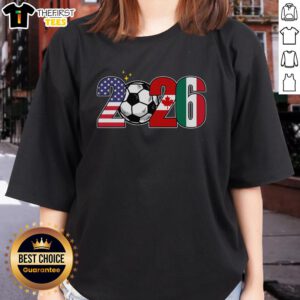 Alt Text: Top 2026 Northern American Soccer Tournament Ladies Tee featuring vibrant design and comfortable fit for fans.
