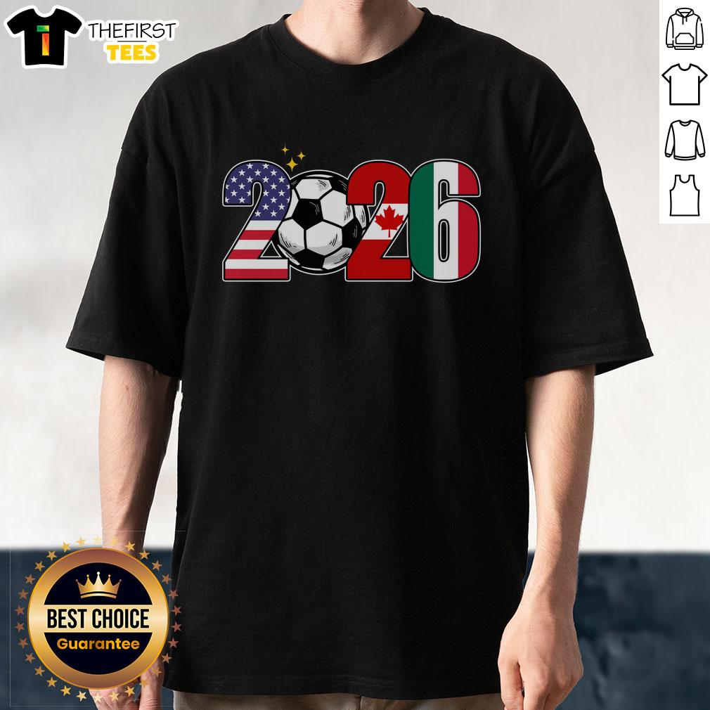 Top 2026 Northern American Soccer Tournament T-Shirt featuring vibrant graphics and team logos, perfect for fans.