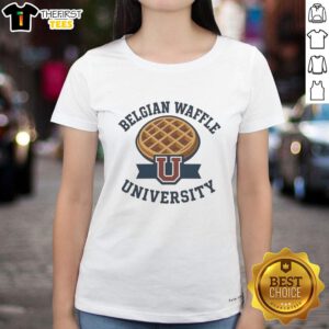 Top Belgian Waffle University logo on a stylish ladies tee, perfect for fans and students of the university.