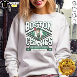 Alt Text: Cozy Top Boston Celtics heater sweatshirt featuring team colors and logo, perfect for game day or casual wear.