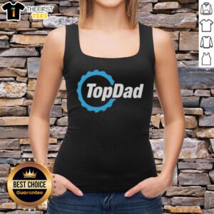 Top Dad woodworking saw blade graphic on a stylish dad tank top, perfect for Father's Day gifts and woodworking enthusiasts.