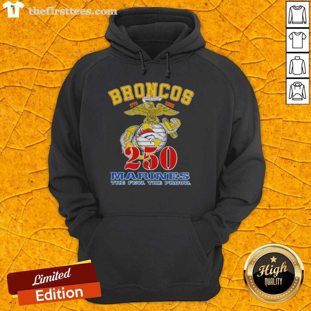 Top Denver Broncos X U.S.M.C 250th Birthday Celebration hoodie featuring team colors and commemorative design.